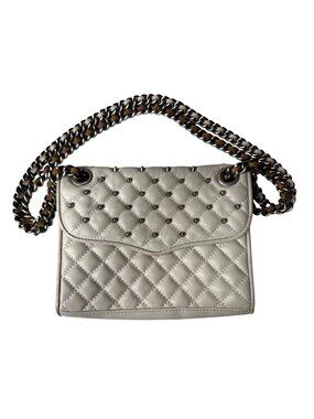 Rebecca Minkoff Quilted Leather Chain Shoulder Bag With Stud Accents - White